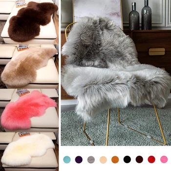 

Luxury Soft Faux Sheepskin Chair Cover Seat Cushion Pad Plush Fur Area Rugs for Bedroom