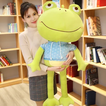 

New arrival smile dressed frog plush toys, soft and skin-friendly PP cotton filled dolls children birthday gift party decoration