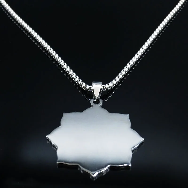 Модное ожерелье из нержавеющей стали с цветком жизни для женщин серебряного цвета ожерелья подвески ювелирные изделия colgante N19452