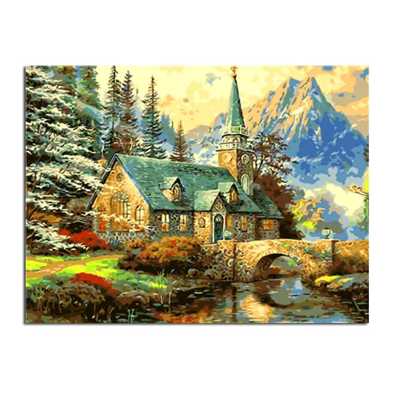 

Hot Sale Cottage Scene Art DIY Digital Painting By Numbers Modern Wall Art Canvas Painting Unique Gift Home Decoration Landscape