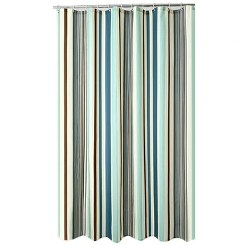 

Beautiful Green Striped Shower Curtain Polyester Resistant Bath Curtain Waterproof Fresh Bathroom Curtain