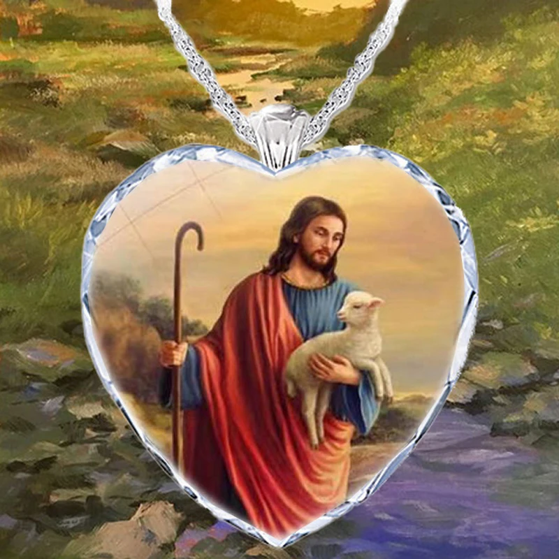 Bible Story Lost Sheep Pattern Woman s Necklace Crystal Glass Series bible-story-lost-sheep-pattern-woman-s-necklace-crystal-glass-series