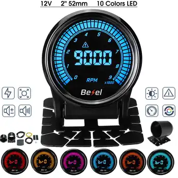 

Hot New 12V 2" 52mm Car Tachometer Tacho Gauge Meter Digital LED Display 0-9000RPM Gauge Holder Free