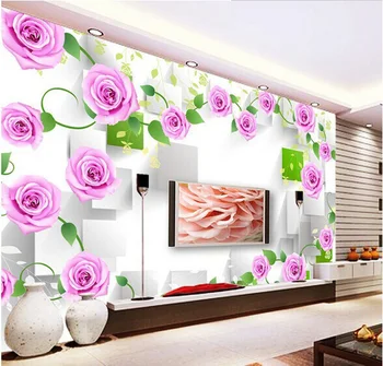

3D large mural customization personality sofa seamless background wall video wall pink rose flower wallpaper Home Décor