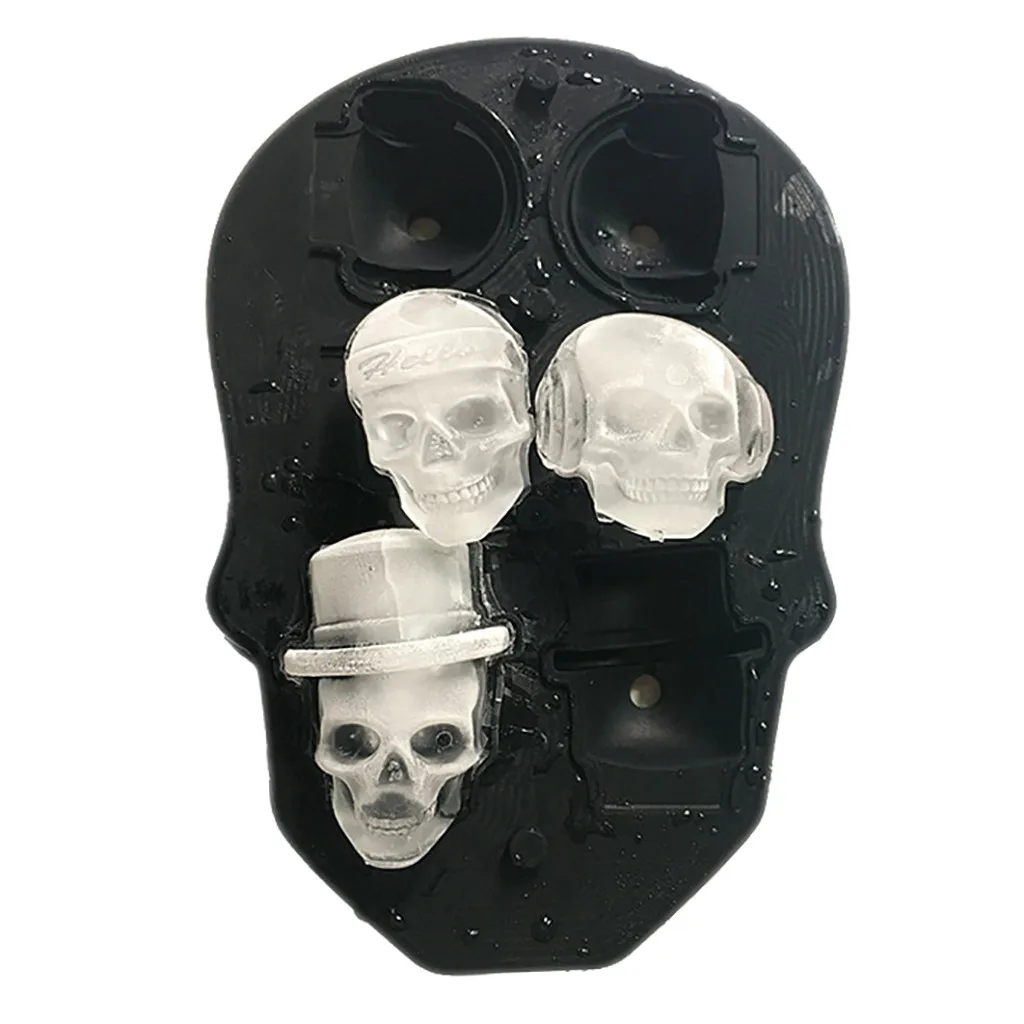 

6-Cavity Large Silicone Drink Ice Cube Pudding Jelly Soap Mold Mould Tray Tool Big Size Halloween Skulls Silicon Drop Ship ND