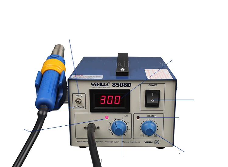 YIHUA 8508D 220 В 700 Вт станция горячего воздуха промышленный Фен 100-450 Цельсия руководство/Авто Цифровой воздушный насос паяльная станция