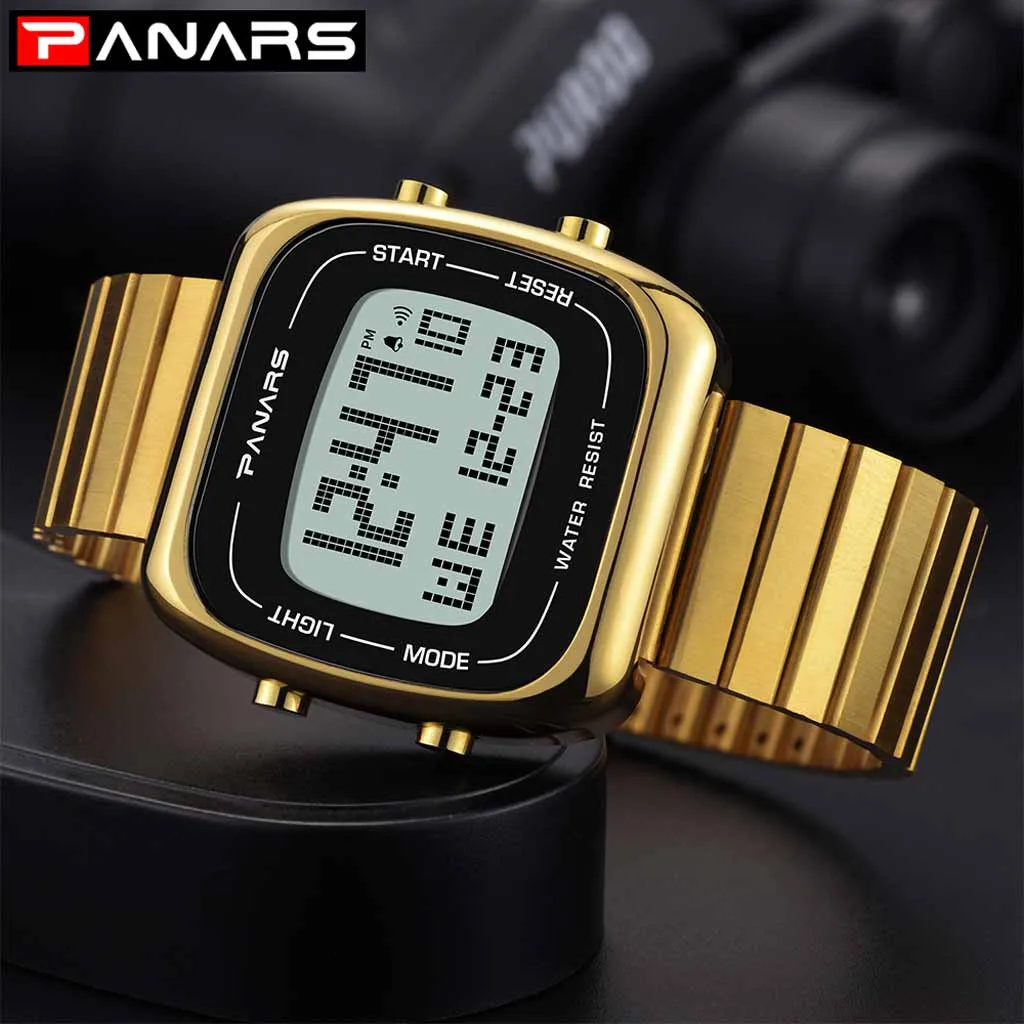 

Luxury Men's Watch Waterproof Alloy Belt Multifunction Digital Watch Stylish reloj deportivo hombre PANARS Wristwatch