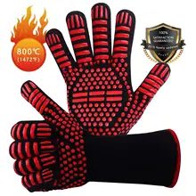 Пара огнеупорных перчаток 800 для барбекю, термостойкие перчатки для барбекю, Арамидные водостойкие перчатки для микроволновой печи