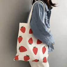 Женская Студенческая сумка через плечо, тканевая сумка на молнии с принтом клубники для мобильного телефона и путешествий-B5