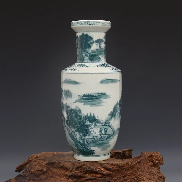 

kangxi year mark landscape vase Jingdezhen handpainted vase antique porcelain