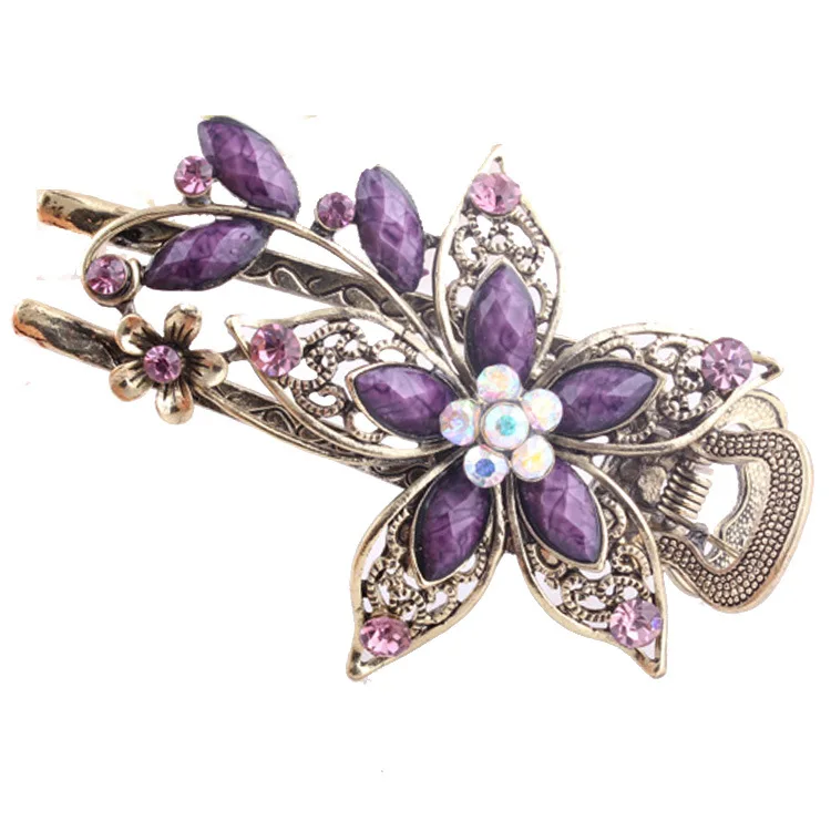Лепесток бабочка шпилька классический Павлин аксессуары для волос - Color: Purple flowers