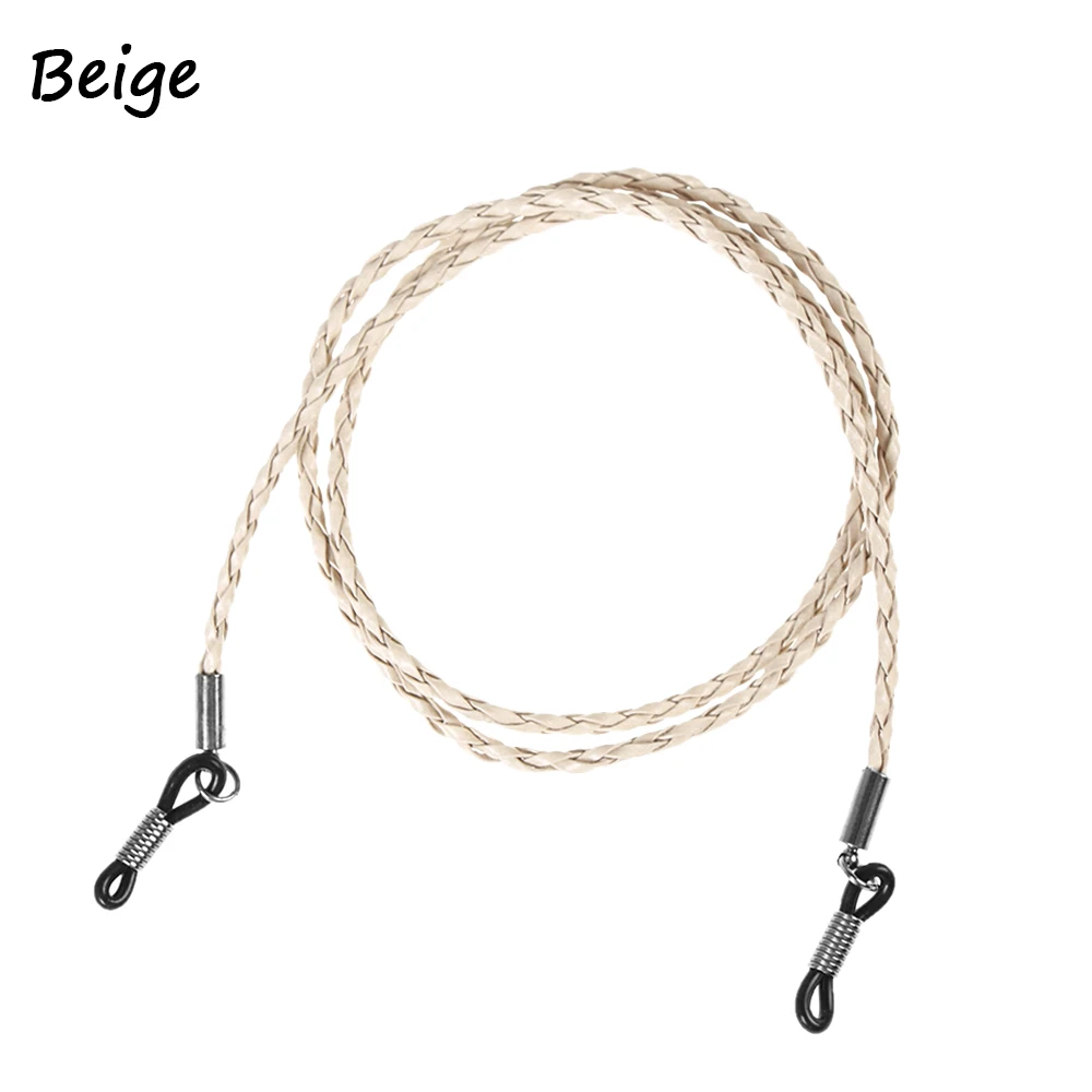 beige 1 шт. красочные кожаные очки с цепочкой 6 цветов регулируемые очки шейный ремешок солнцезащитные очки ремешок унисекс модные аксессуары для очков - Цвет: beige