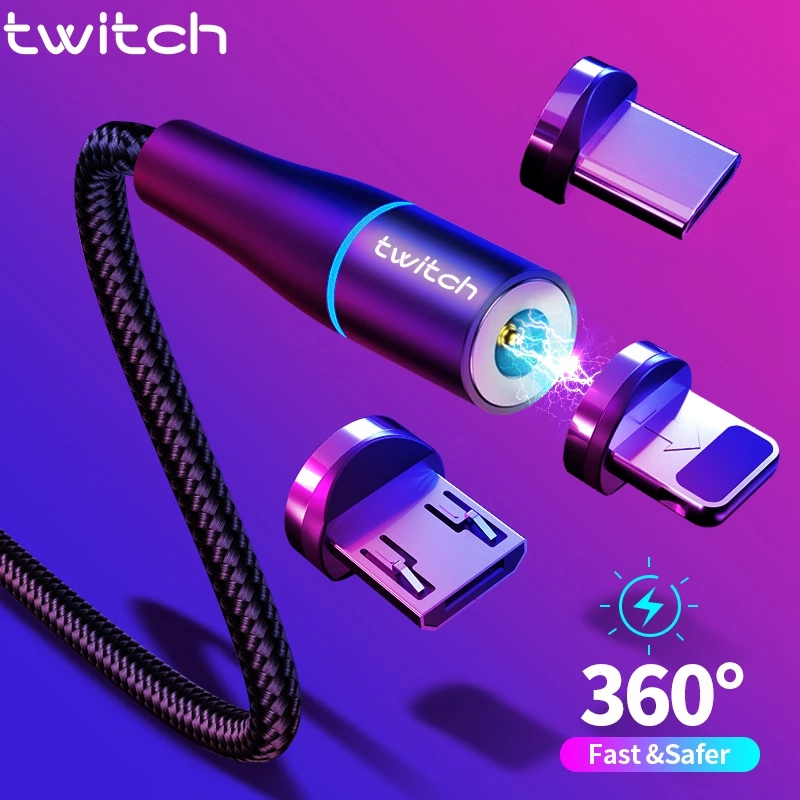 Магнитный USB кабель Twitch 5 в 2 4 а м 1 для быстрой зарядки шнур iPhone 11 Pro XR 8 7 Plus 6S