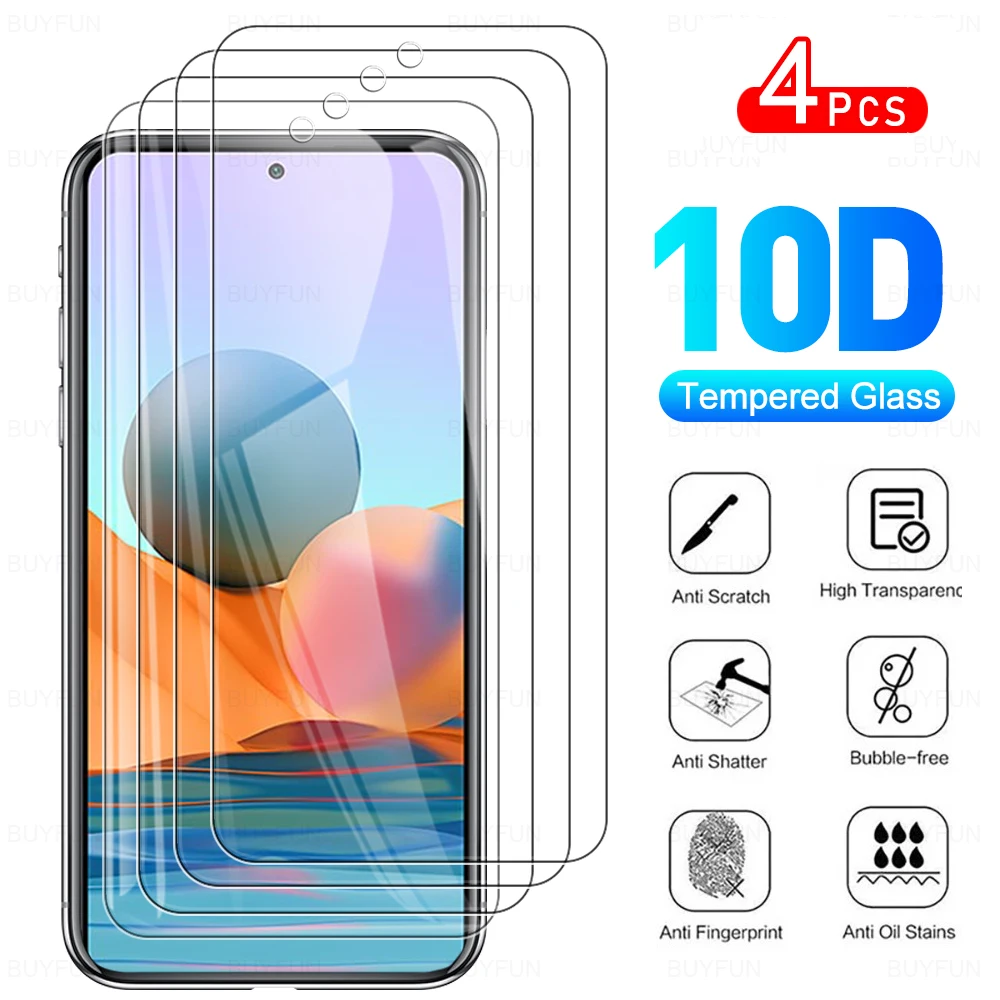 Защитное стекло с полным покрытием для Xiaomi Redmi Note 10 Pro 4 шт. | Мобильные телефоны и