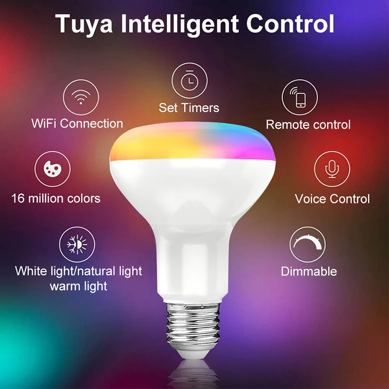 Smart Light Bulb E27 Tuya WiFi LED Bulb RGB Color Changing Lamp Work with Alexa Google Home Smart Life APP Voice Control
