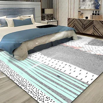 

Indic Style Parlor Rug Soft Anti-slip Bedroom Bedside Mat Kitchen Balcony Area Rug Abstract Ink Large Living Room Rug Carpet