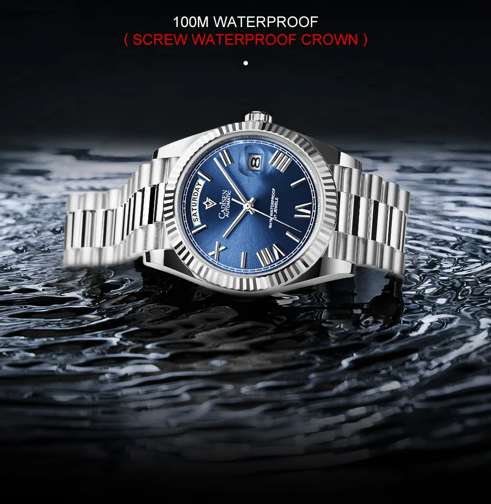 CADISEN 2021 Men Watches Swimming 10Bar Waterproof Screw Crown Japan Miyota Movement Mechanical Watch Newest Version Wristwatch