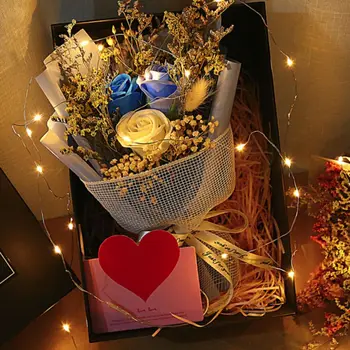 

Valentine's Day Artificial Flowers Soap Flower Starry Gift Box Home Garden Festive Party Supplies Decorations ztou
