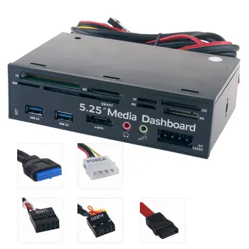

5.25" Desktop Media Dashboard Front Panel Esata Usb3.0 Memory/Ic Card Reader Multifunctional Panel 527