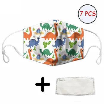 

Child Face Masks Cartoon Colorful Little Dinosaur Pattern Kids Size Dust Mouth Mask Anti-Dust Adjustable Earloop Reusable