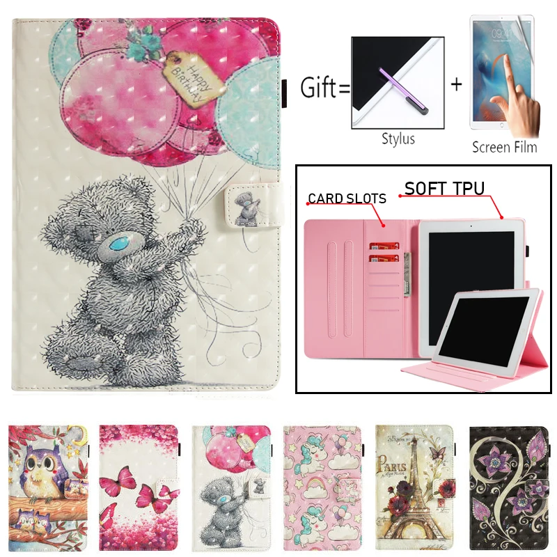For Coque Apple IPad 4 3 2 9.7 inch 3D Cartoon Pattern Unicorn Leather Fundas Case IPad2 IPad3 Smart Tablet Cover Cases | Компьютеры и