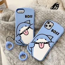 iPhone 11 Pro Max X Xs XR 6 7 8 Plus Mobile Shell Cartoon Cute Thunder Shark Mobile Shell Silicone Cartoon Cute Disney Cover