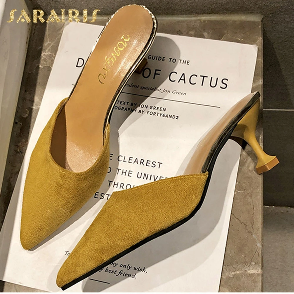 

Sarairis 2020 Hot Sale Thin Heels Concise Pumps Woman Shoes Pointed Toe Slip-On Summer Shoes Women Pumps Mules
