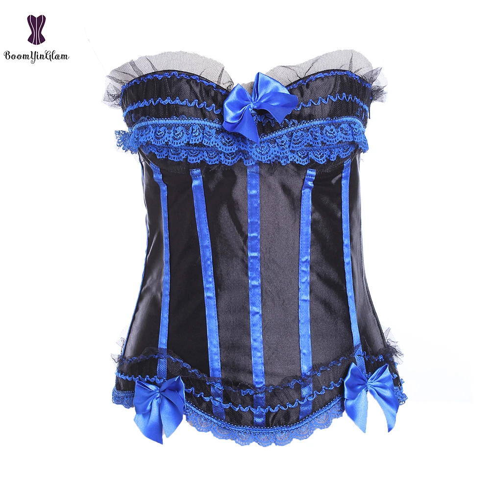 Женский корсет на молнии с боковыми оборками со шнуровкой и косточками бюстье