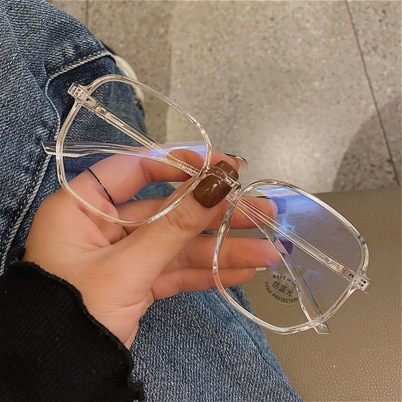 Elbru Anti Blue Light Finished Myopia Glasses Men Women Big Frame Transparent Shortsighted Eyewear Diopters 0-1.0-1.5-2.0 To-6.0 5