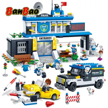 

BanBao 7010 Police Station Pullback Car Building Blocks Educational Bricks Model Toy For Children Kids Friend