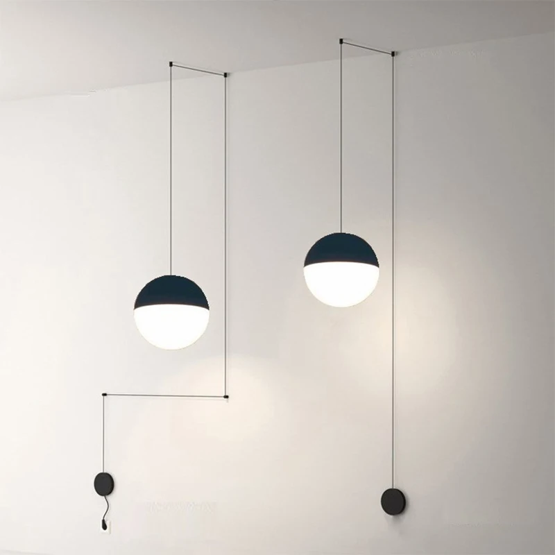 

Modern Pendant Lamp LED Long Wire Suspension Lights DIY Chandelier Loft Decor Kitchen Island Glass Ball Lamps with Hangers