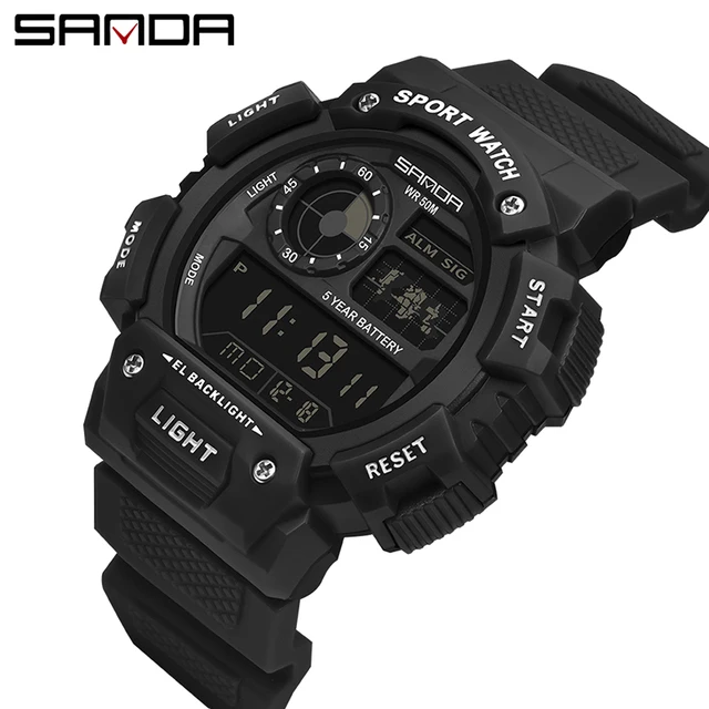 SANDA 2020 Sports Men's Watches Top Brand Luxury Military Quartz Watch Male 30m Waterproof S Shock Clock relogio masculino black