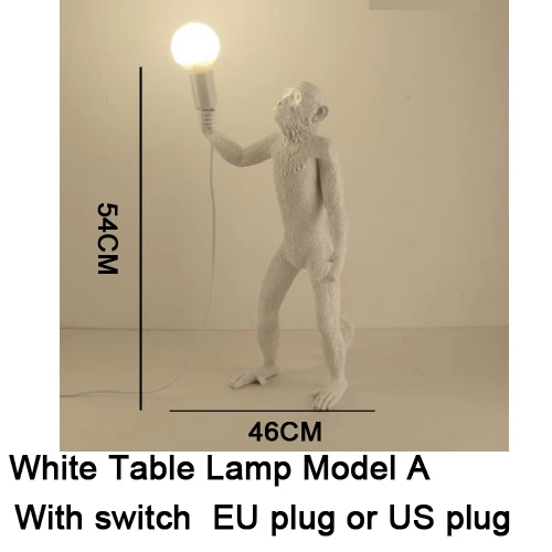 Model A White Смоляный стол с обезьяной, винтажное черное/белое/золотое исследование/прикроватное креативное Современное Внутреннее освещение с E27 светодиодной лампой - Цвет корпуса: Model A White