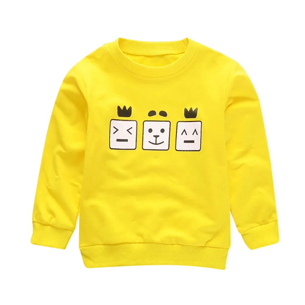 Новое поступление, свитшоты для маленьких девочек зима-весна-осень, детские толстовки с капюшоном свитер с длинными рукавами и рисунком детская футболка, одежда - Цвет: Yellow