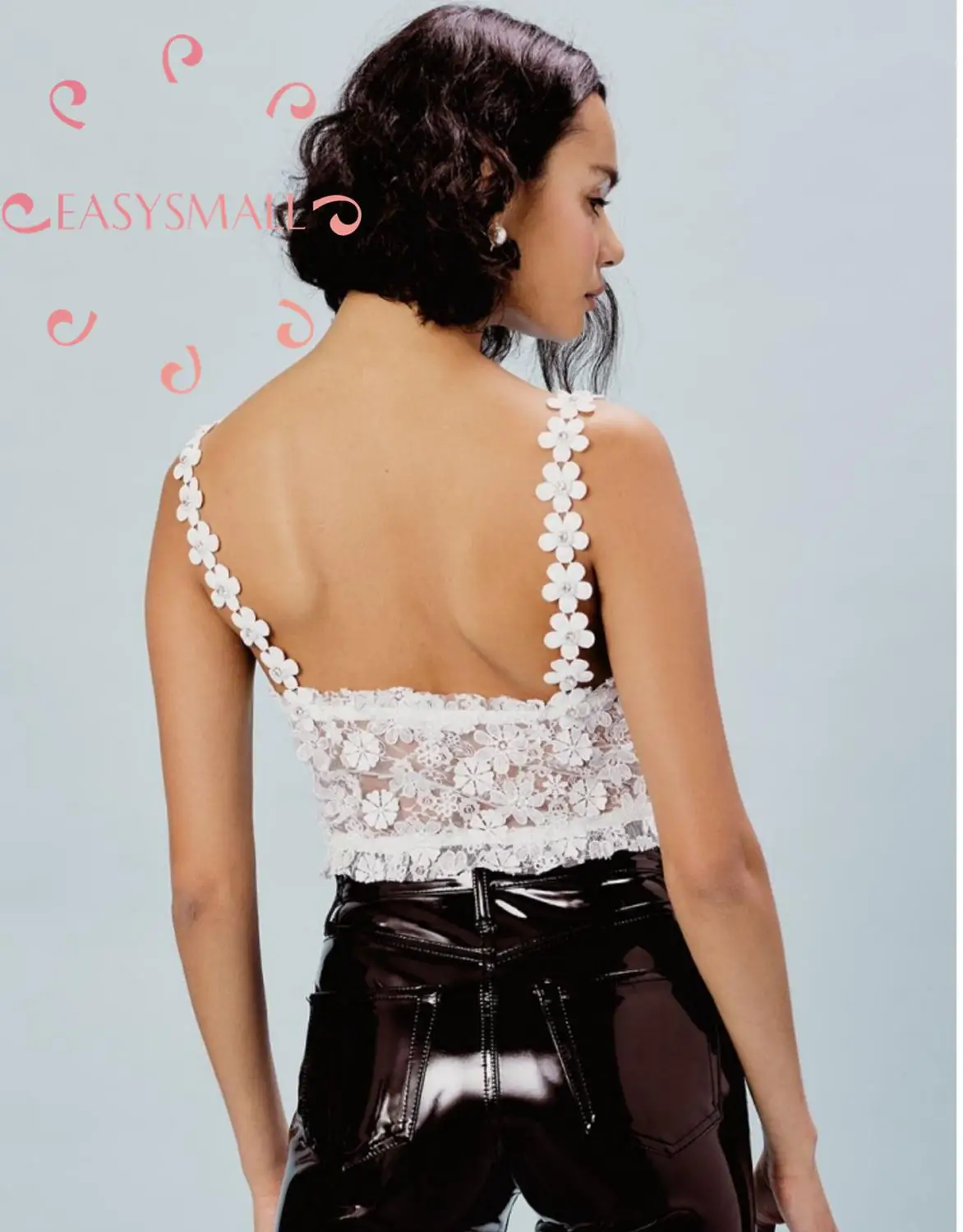 EASYSMALL For Love, женская мода, летняя, сексуальная, кружевная, Лоскутная, высокого класса, уличная одежда, облегающая, высокая талия, короткая, без рукавов, футболка
