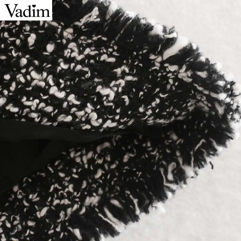 Женское элегантное платье vadim tweed короткие блейзеры с зубчатым воротником и кисточками, Лоскутные пальто, женская верхняя одежда, Короткие топы mujer CA602
