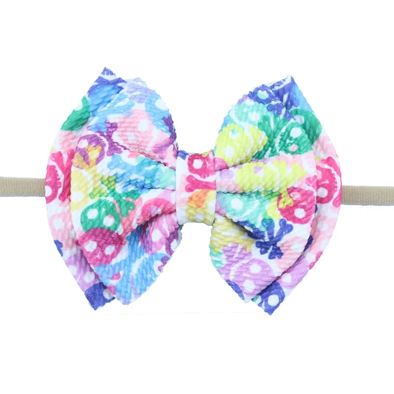 10pcs/lot, 12*10cm Halloween children's nylon Hot sale cute hair fashion accessories with pumpkin double children bow hair band