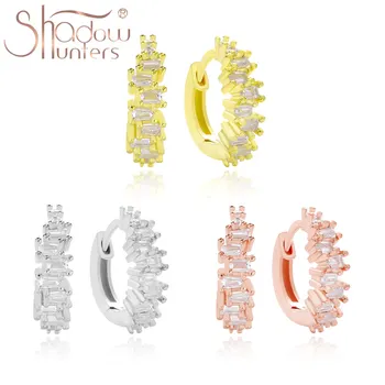 

SHADOWHUNTERS Summer Collection 925 Sterling Silver Clear Cubic Zirconia Huggies Hoop Earrings High Quality Women Jewelry Making