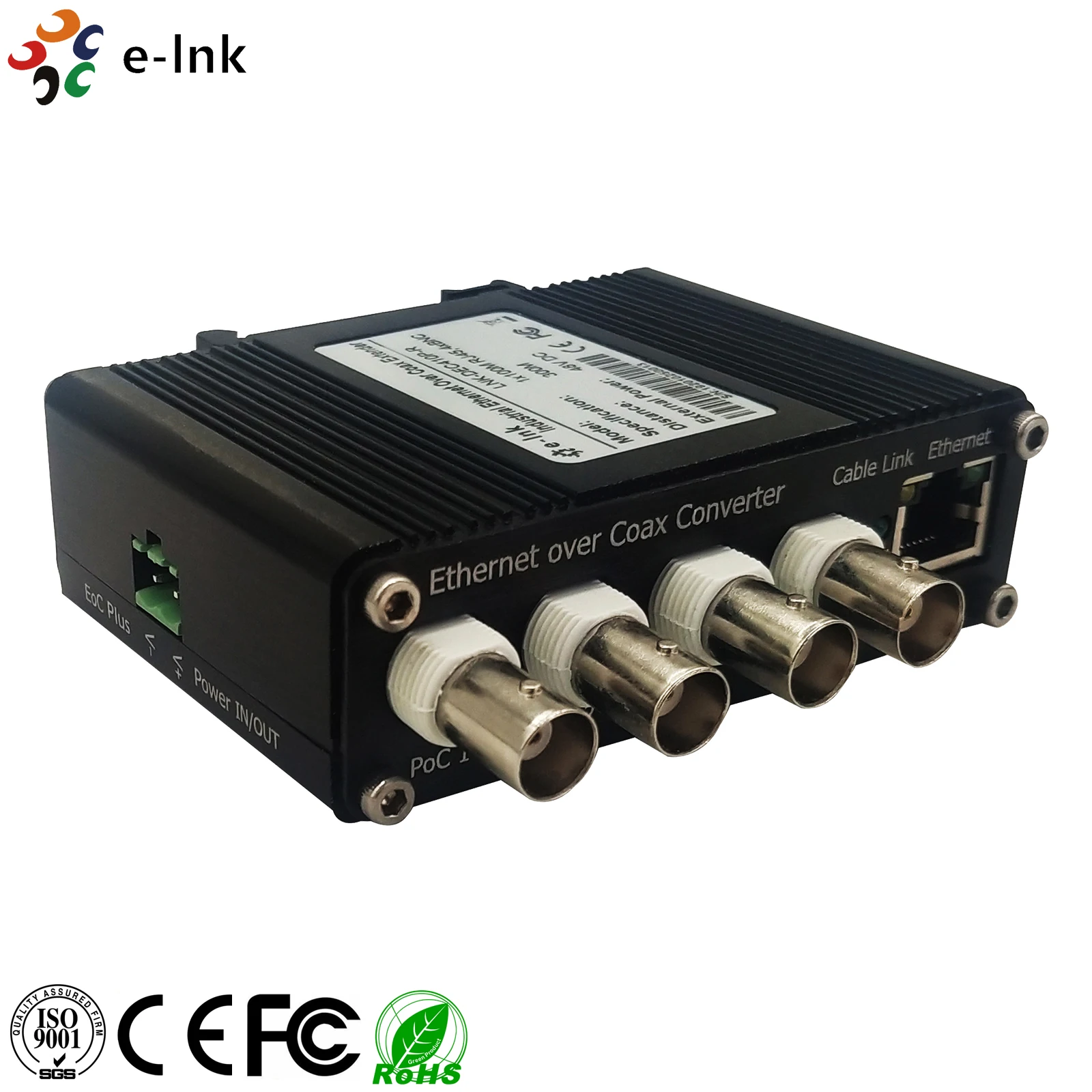 4 Port Industrial EOC Receiver with POC Ethernet