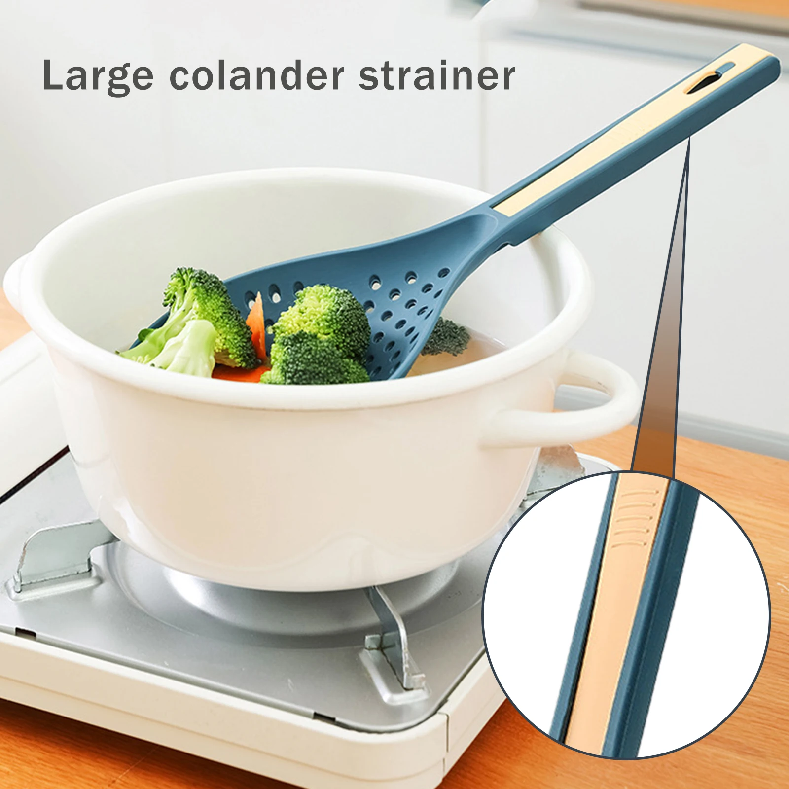 1piece Cooking Shovels Plastic Slotted Spoon Vegetable Strainer Scoop With Clips Kitchen Tool High Temperature Resistant | Дом и сад