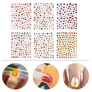 

6 Sheets Thanksgiving Nail Stickers Exquisite Decorative Attractive Manicure Decor Maple Nail Decals for Women Girls Ladies