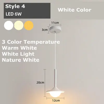 3 Color Temperature Скандинавская подвеска у кровати светильник акриловый металлический белый черный минималистичный длинный кабель светодиодный подвесной светильник - Цвет корпуса: 3 Color Temperature