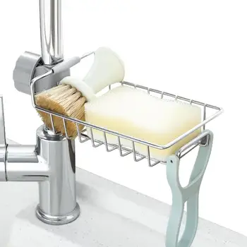 

Sponge Brush Holder Shelf Faucet Storage Drying Drainer Rack Kitchen Organizer Space-saving and keeps your kitchen sink tidy dry