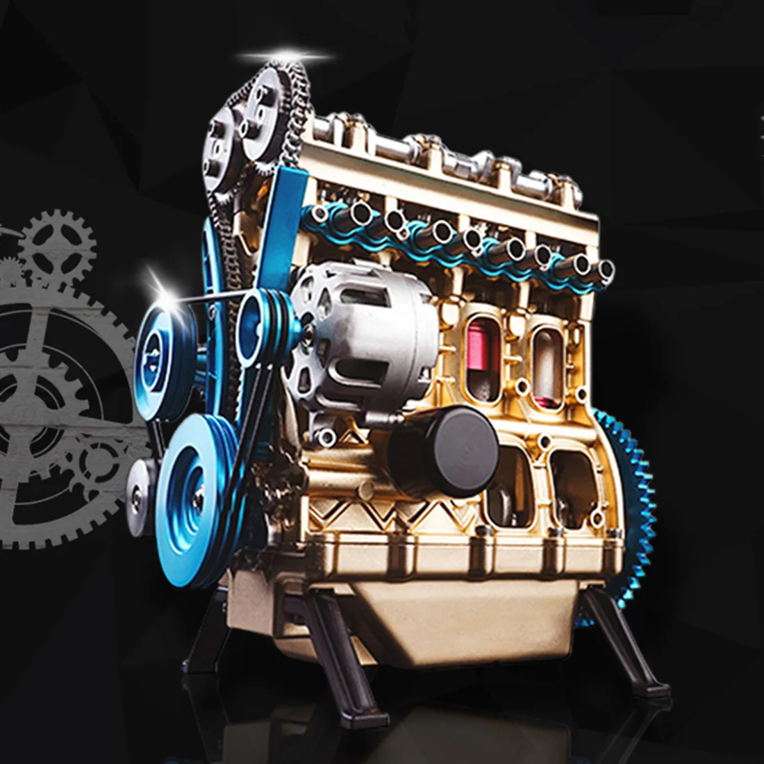 

All-metal Assembly Car Engine Model Inline 4 Cylinders Engine Model Kit for Adult Children Present Gift Home Desktop Decor Kits