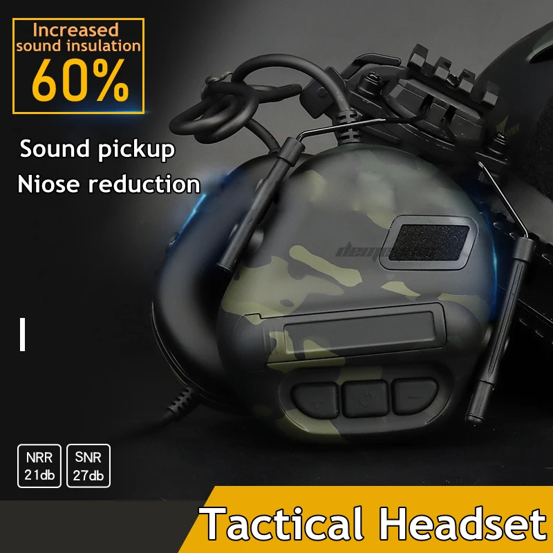 Tactical Helmet Headset Noise Reduction Sound Pickup Army Shooting Hearing Protection Earmuffs Military Airsoft Headphone