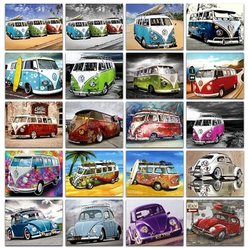 

5D DIY Diamond painting Cross stitch VW car up Full Square Diamond embroidery bus set Full Round Diamond mosaic colorful autos