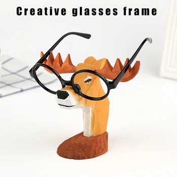 

Eyeglass Glasses Holder Vintage Animal Wooden Stand Sunglasses Display Rack for Home Office DC120