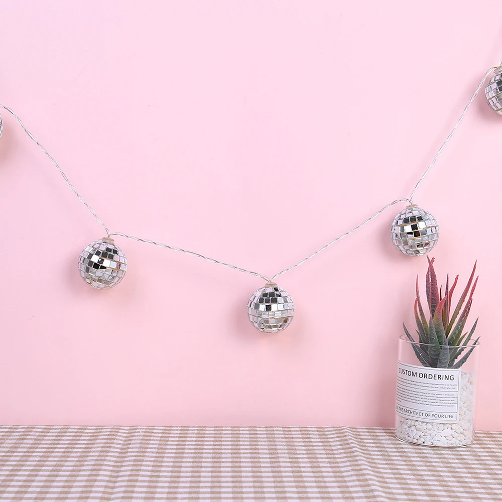10LED Glass Patch Ball Plastic String Lights Shiny Lamp Sequin Decoration decorating your home new