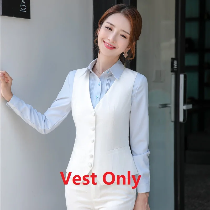 Vest Only Высокое качество Формальные Дамы жилет и жилет для женщин Деловые костюмы с брюками и топ наборы брючные костюмы - Цвет: Vest Only