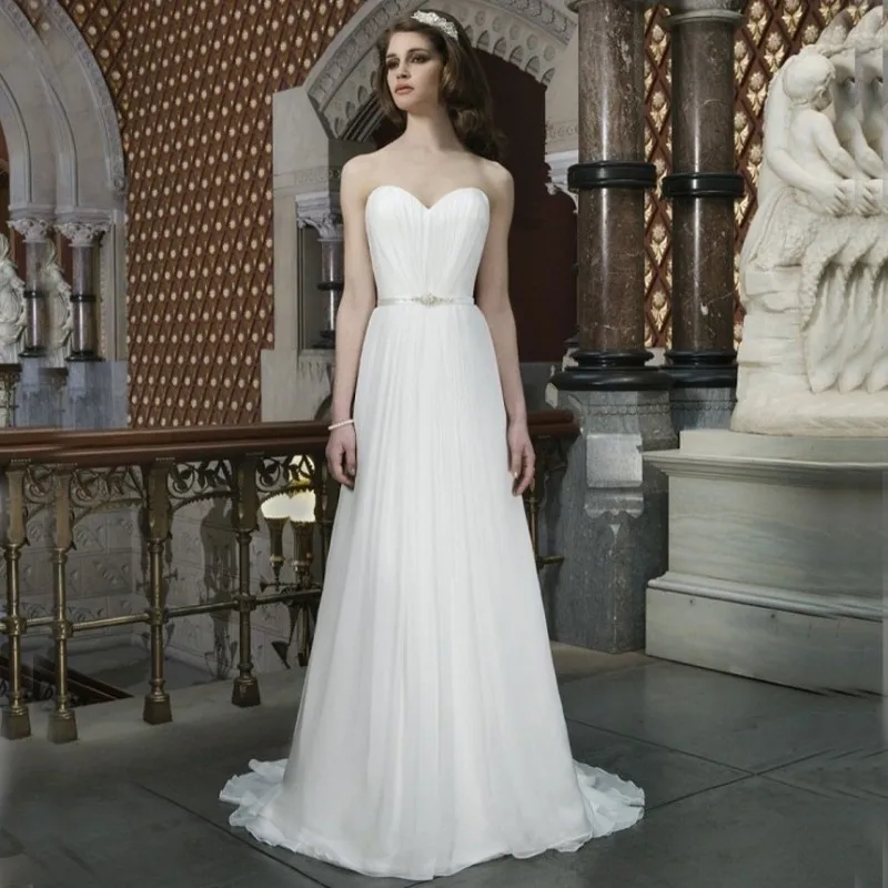 

AAS041 Cheap High Quality Elegant Sweetheart Wedding Gowns A Line Summer Dresses Beach Summer Chiffon Wedding Dresses 2015